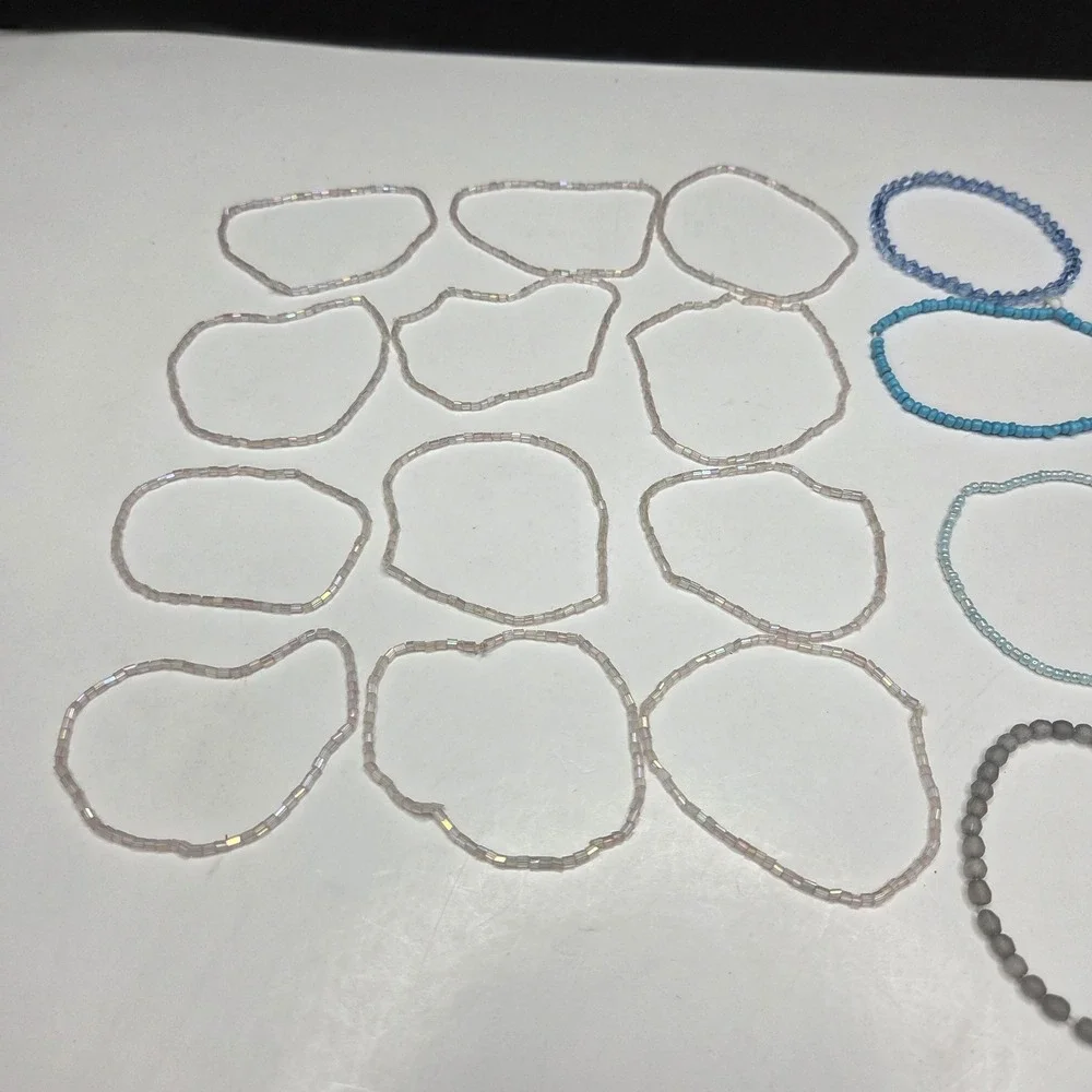 Unbranded Beaded Stretch Bracelet Lot 20pc Multicolor Seed Bead Cats Eye Glass